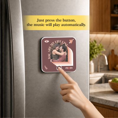 Customisable Musical Fridge Magnet with Photo, Song and Audio Message, Romantic Gift for Couples, Him or Her Memorable Photo Frame Home Decor Rechargeable Speaker